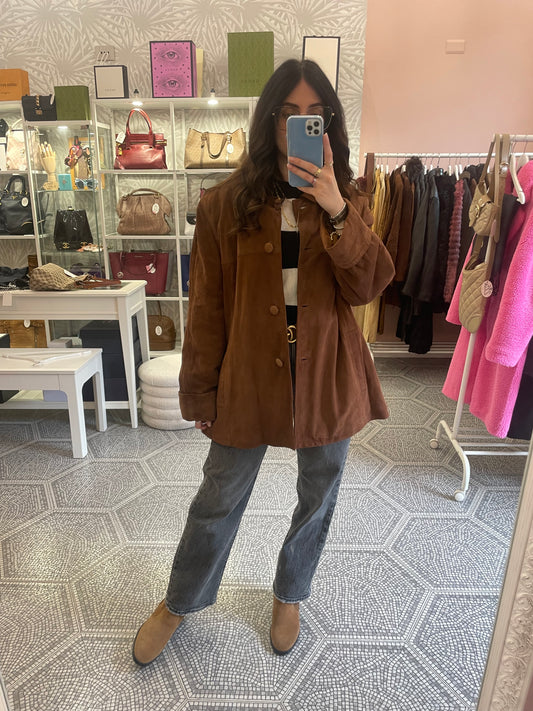 Giacca suede marrone