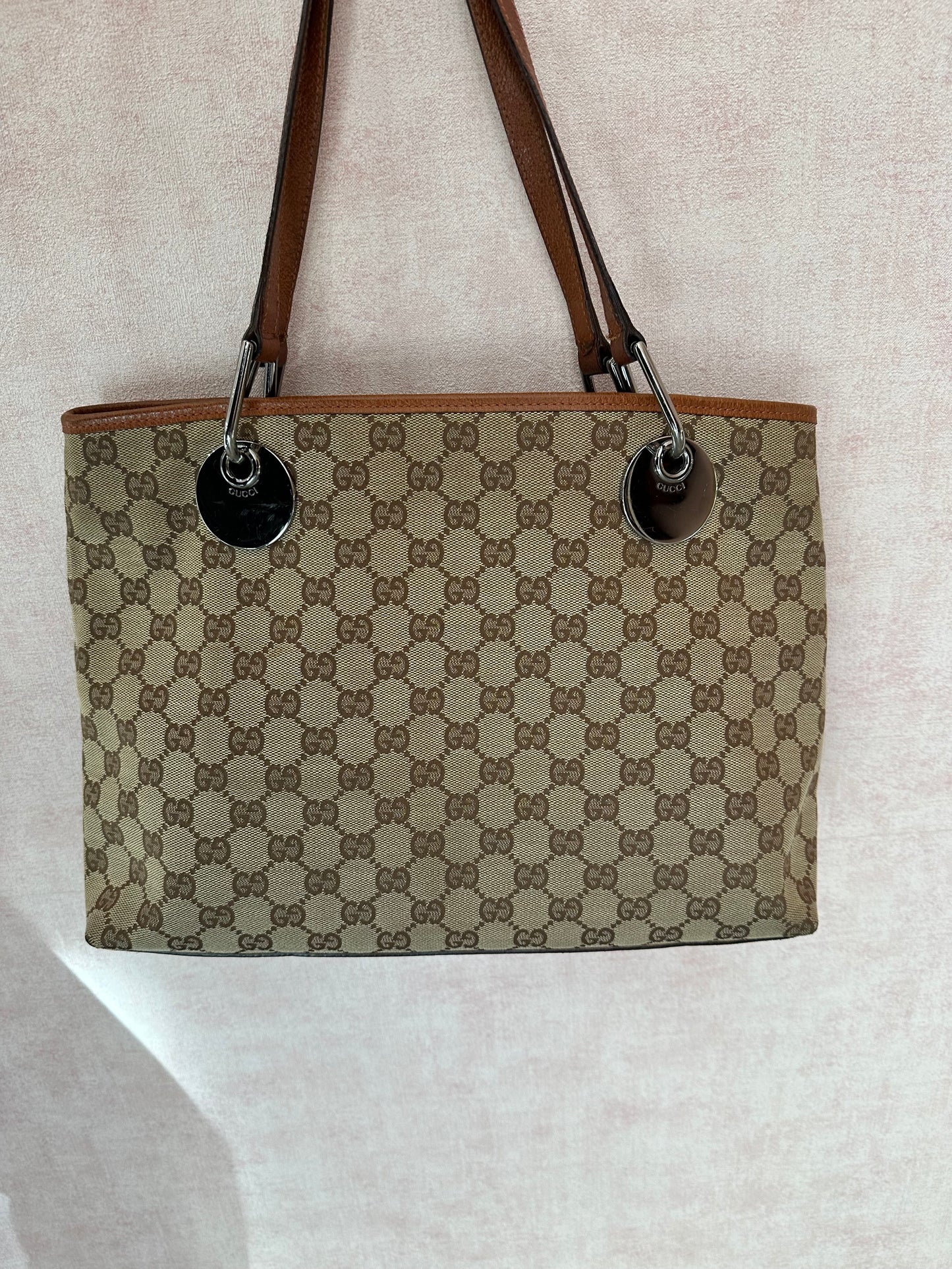 Borsa Gucci eclipse shopper media marrone