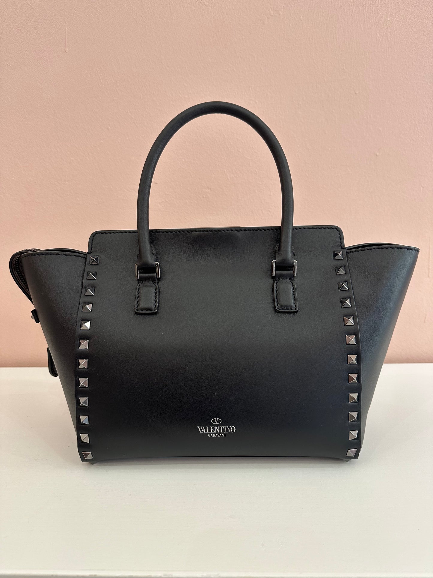 Borsa Valentino Garavani rockstud double handle noir