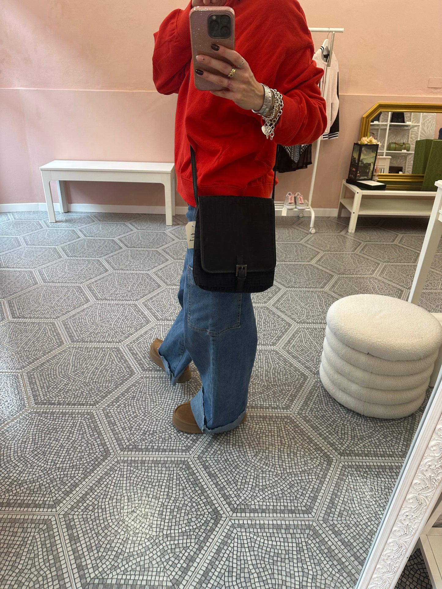 Borsa Tracolla Fendi zucchino nera